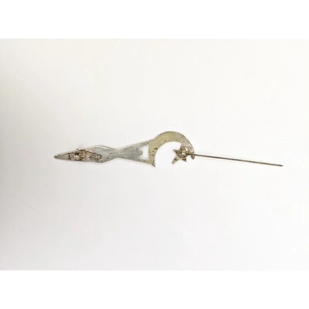 Vintage Sterling Silver Signed Pin Brooch Nude Woman Moon Star Celestial - Picture 5 of 9